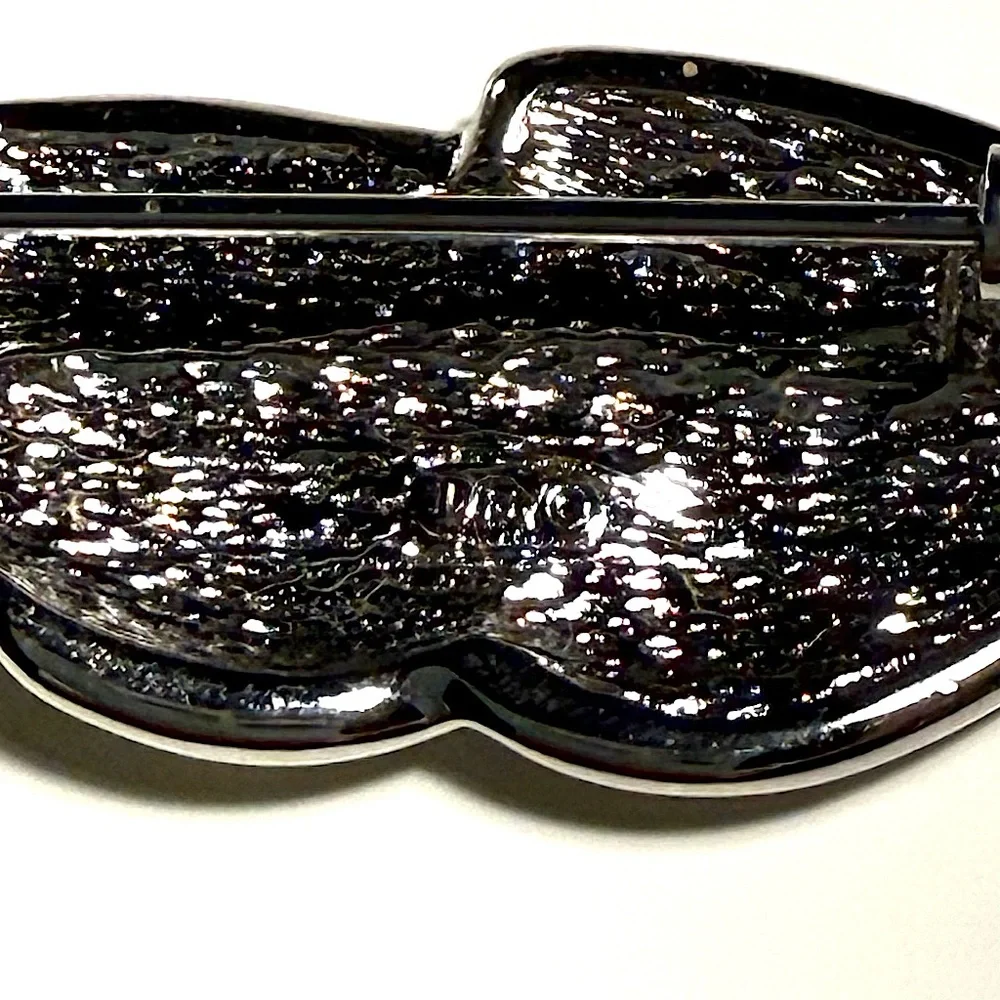 Dior Silver Crystal Feather Brooch
